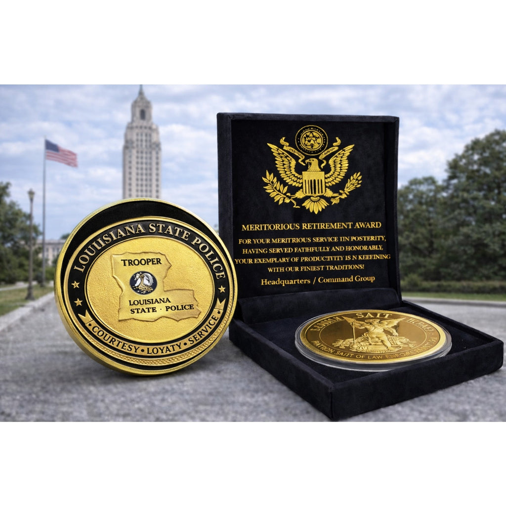 LOUISIANA STATE POLICE Challenge Coin Come With Special w/ Retirement Award