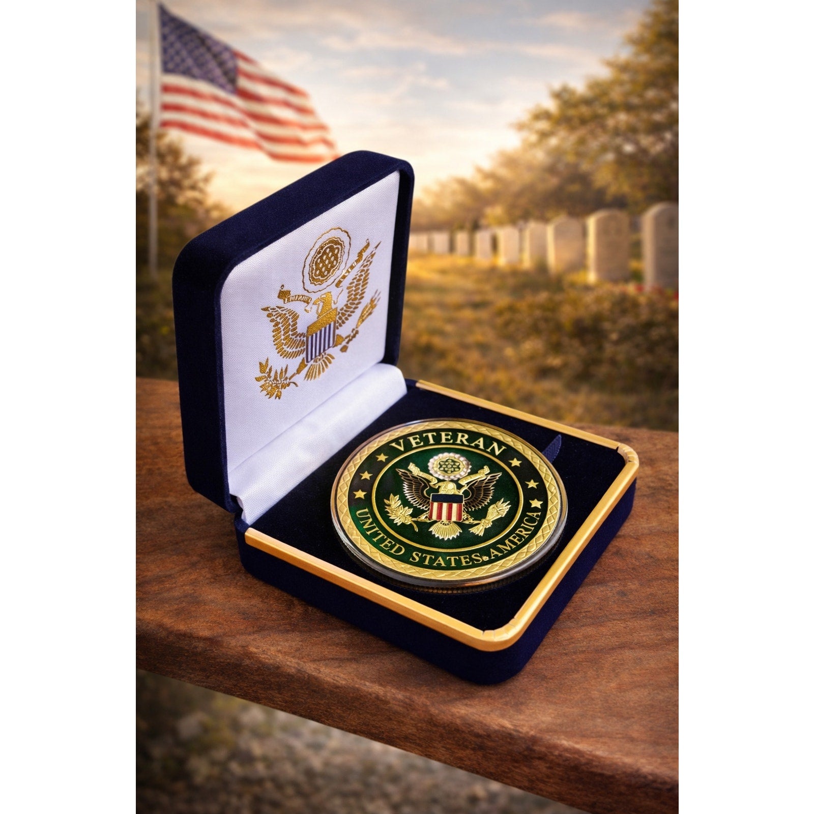 US Army Veteran Challenge Coin Gold. Perfect Gift! with Case ·FAST SHIPPING·