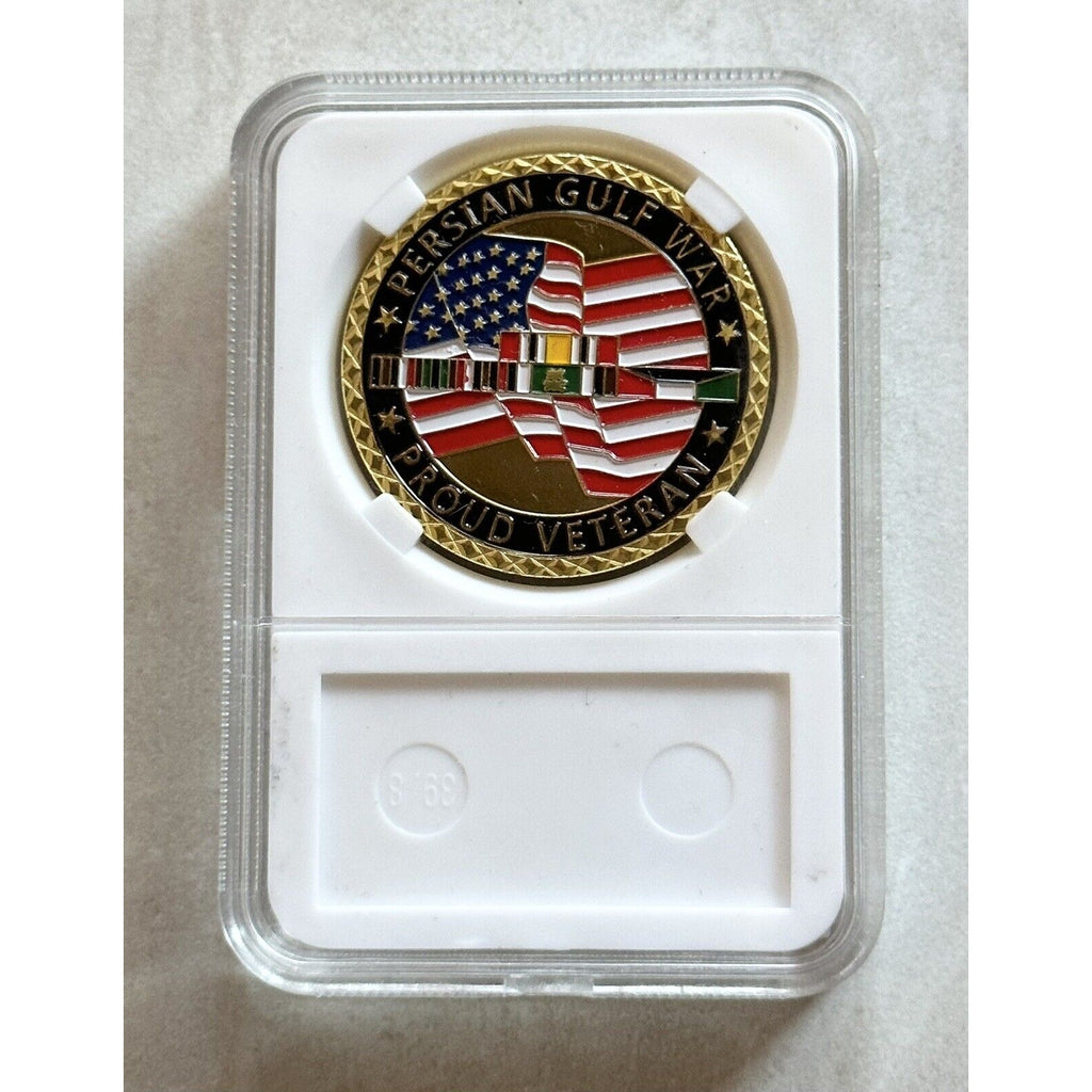 2pcs U.S. Military IRAQ VETERAN Challenge Coin (1990 Gulf War 1990) And Dog Tag