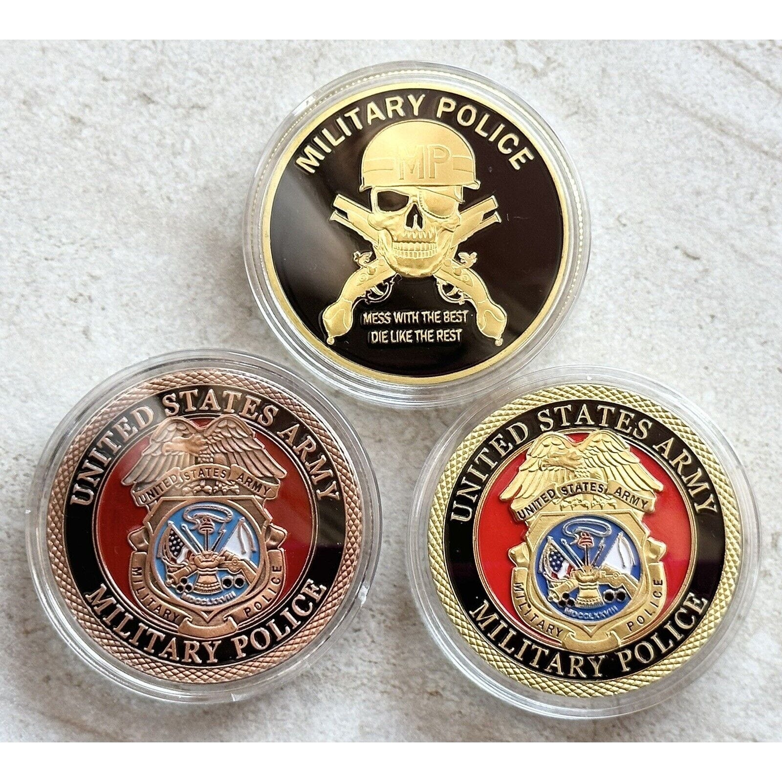 3 PCS US ARMY MILITARY POLICE Challenge Coin
