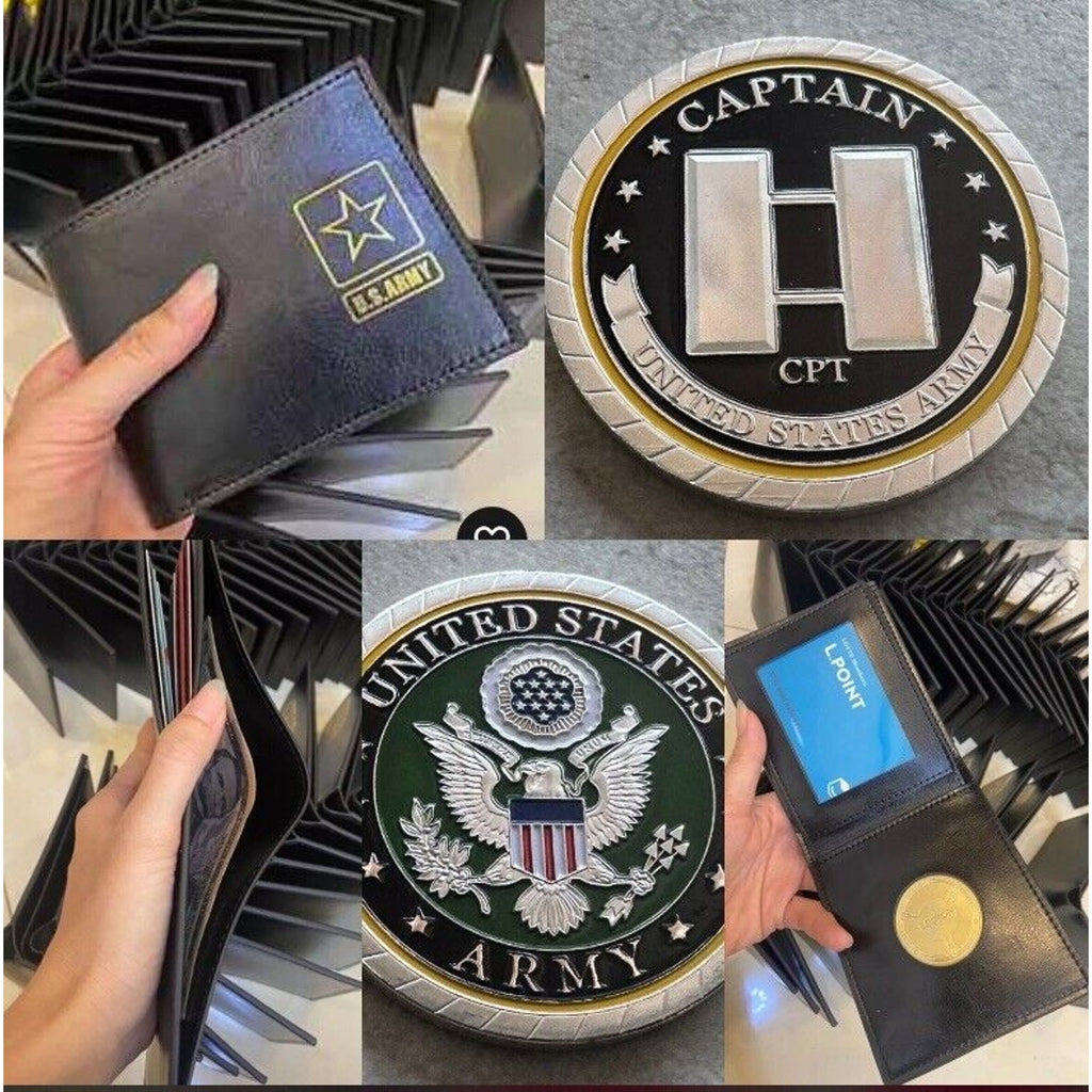 US ARMY CAPTAIN RANK with Credential coin holder wallet