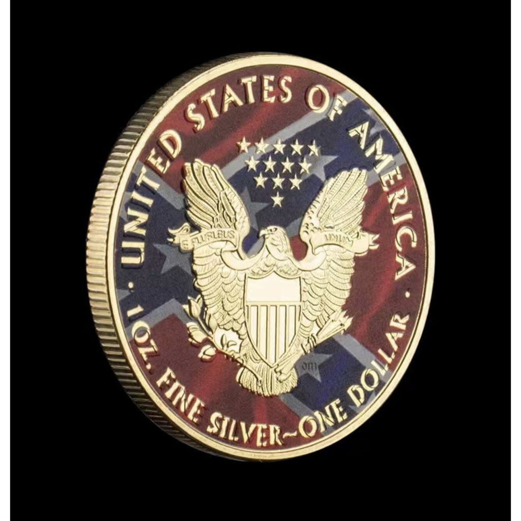 Statue Of Liberty Walking Golden Coin, Souvenir Coin, w/ Retirement Award