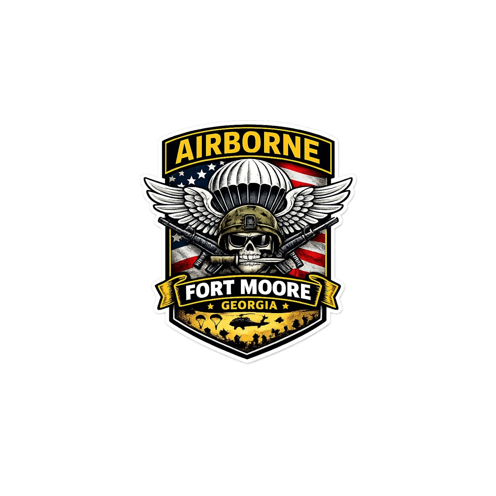 Army Airborne Paratrooper Fort Moore Decal Sticker Waterproof Vinyl 5x3