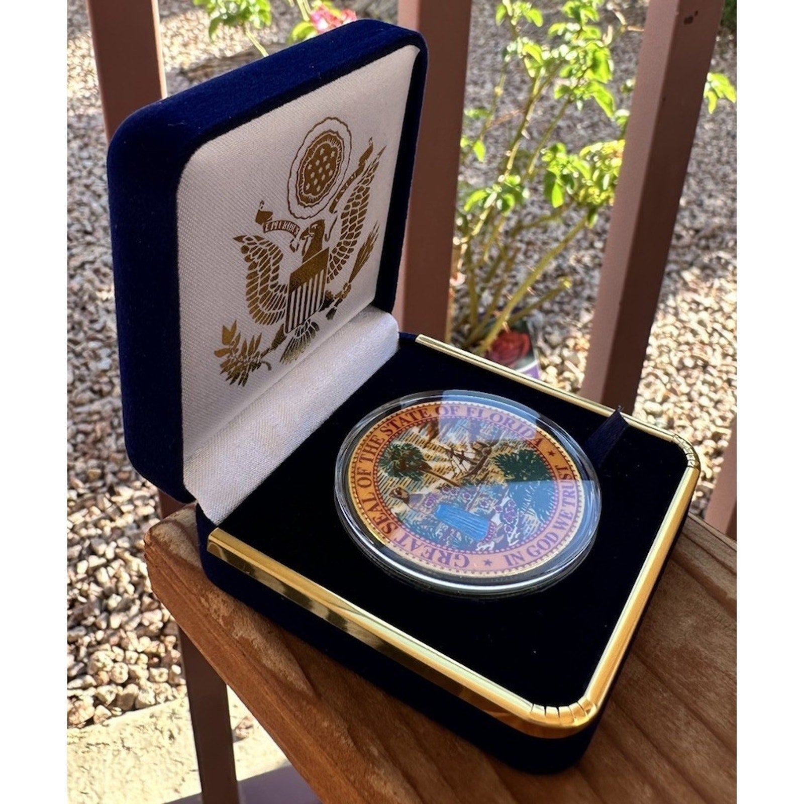 Great State of FLORIDA State Seal Colorized Collectible Challenge Coin W/ Case