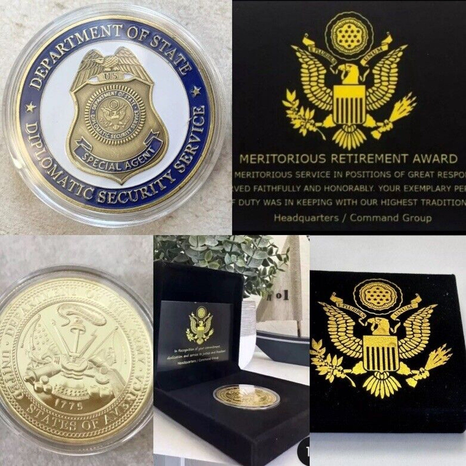 DEPARTMENT OF STATE-US Diplomatic Security Service Coin With Retirement Award