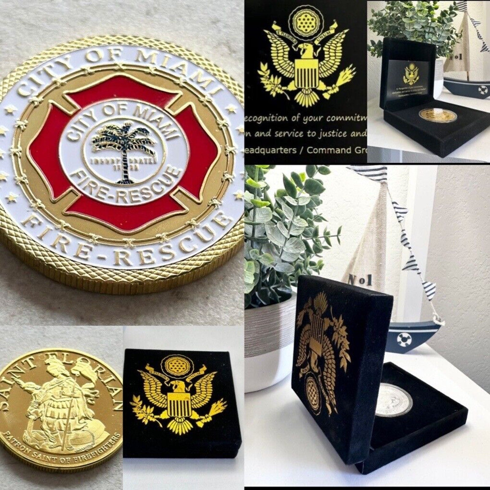 City Of MIAMI FIRE RESCUE Challenge Coin With Special Black Velvet Case.