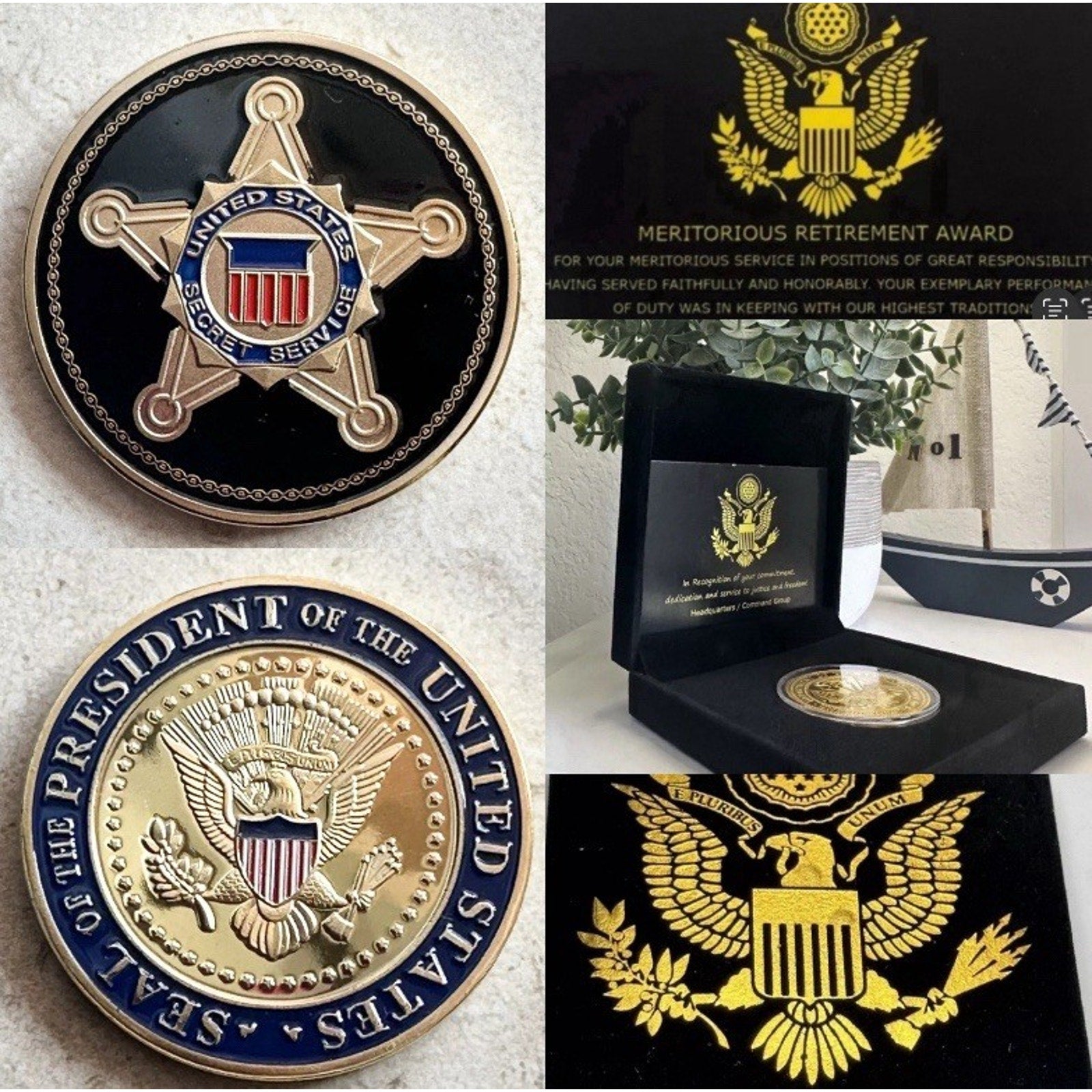 U.S Secret Service Coin USSS Seal Of The US President With Retirement Award