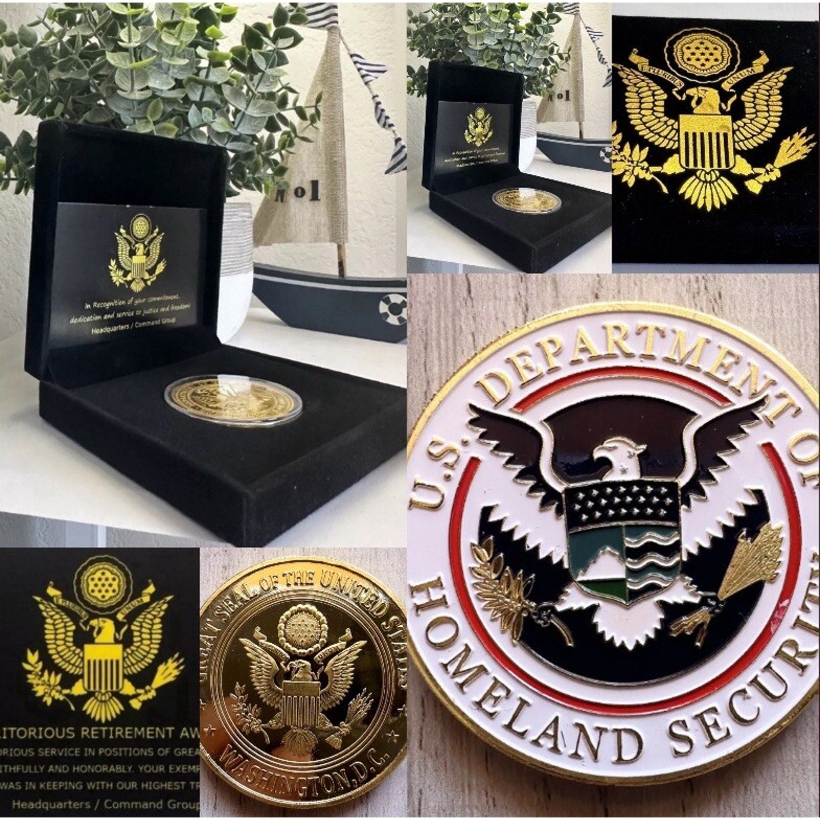 US Department Of Home land Security Challenge Coin With Retirement Award