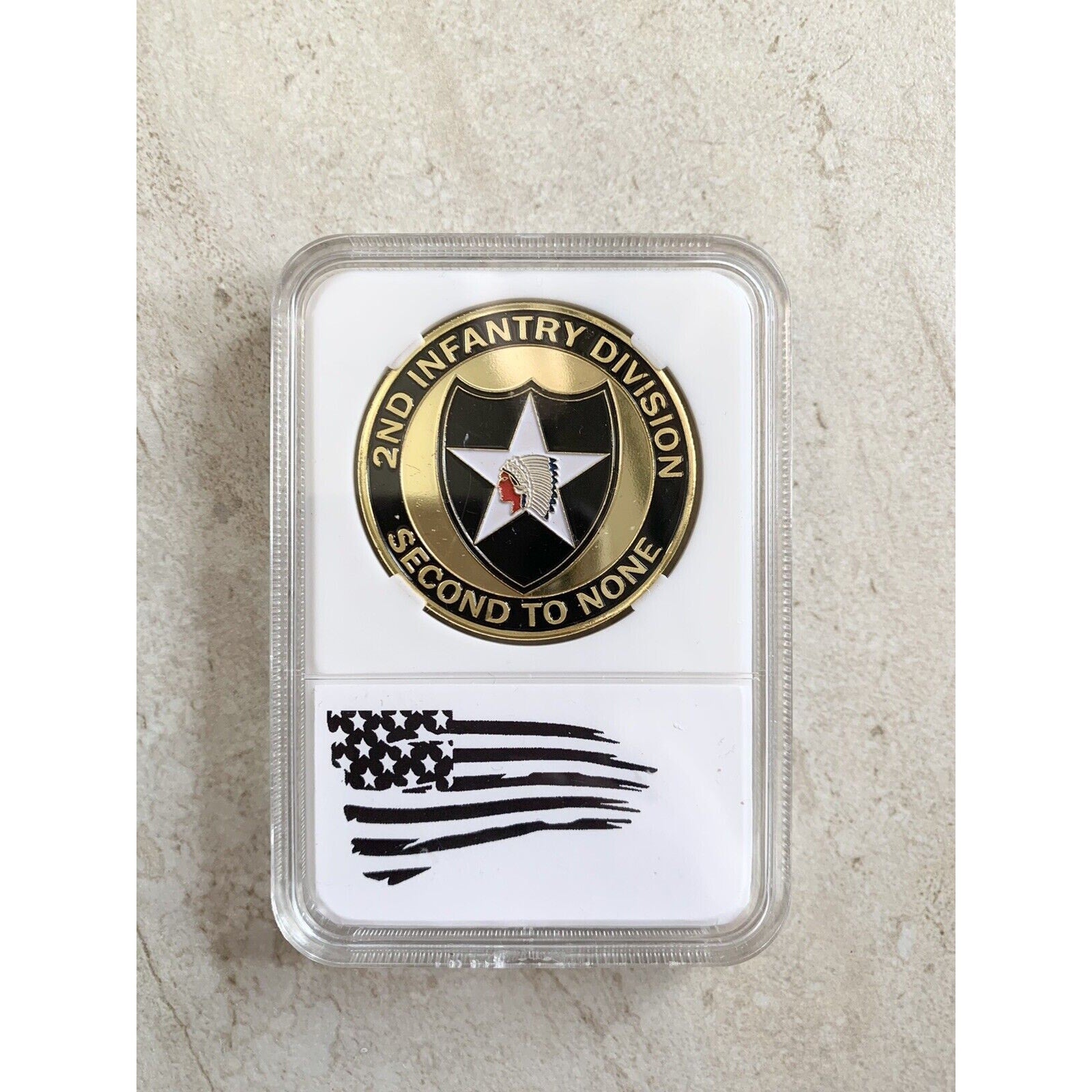 U S ARMY 2nd INFANTRY DIVISION "Second to None" Challenge Coin With Case
