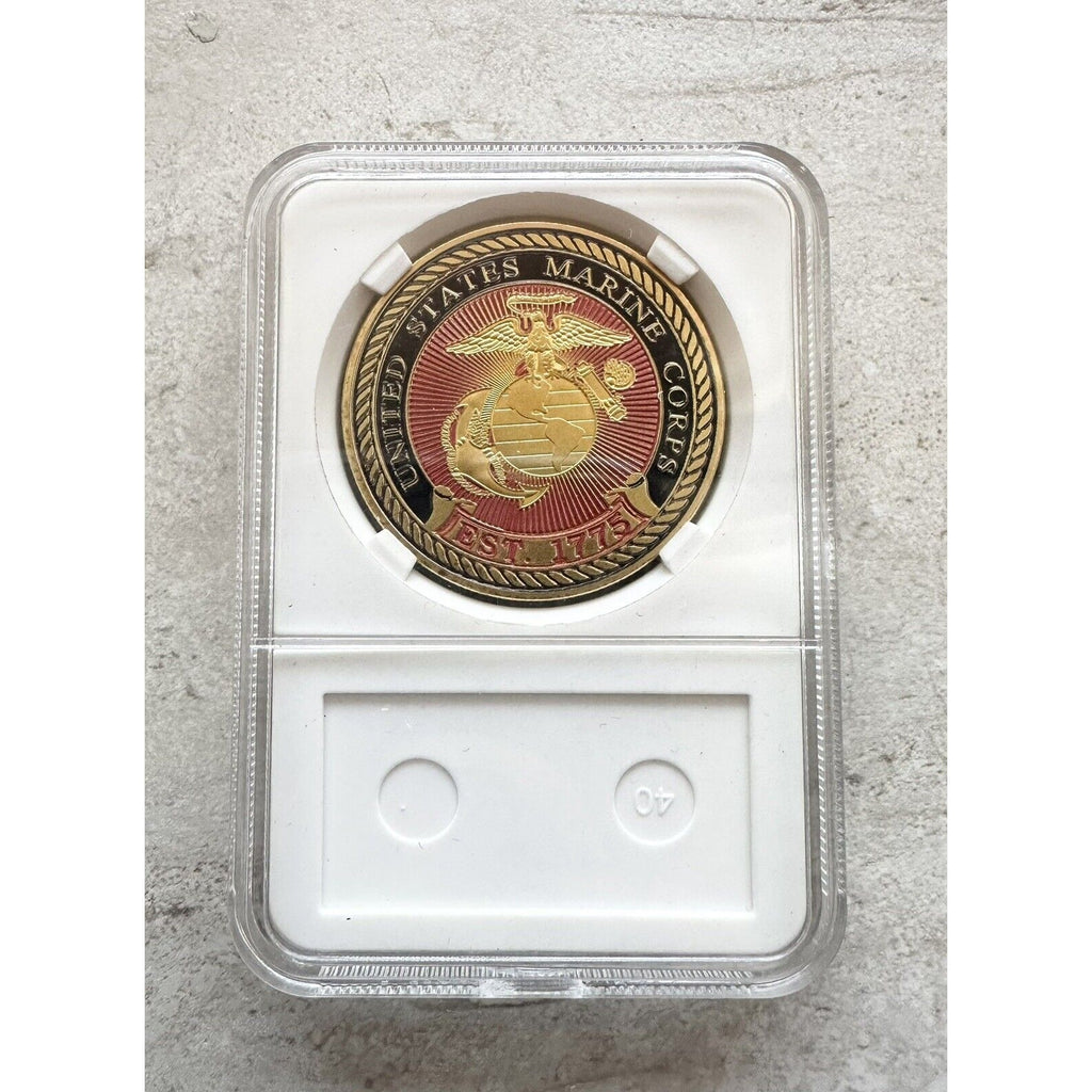 U.S. Marine Corps Semper Fidelis E-4 Corporal Challenge Coin With Case.