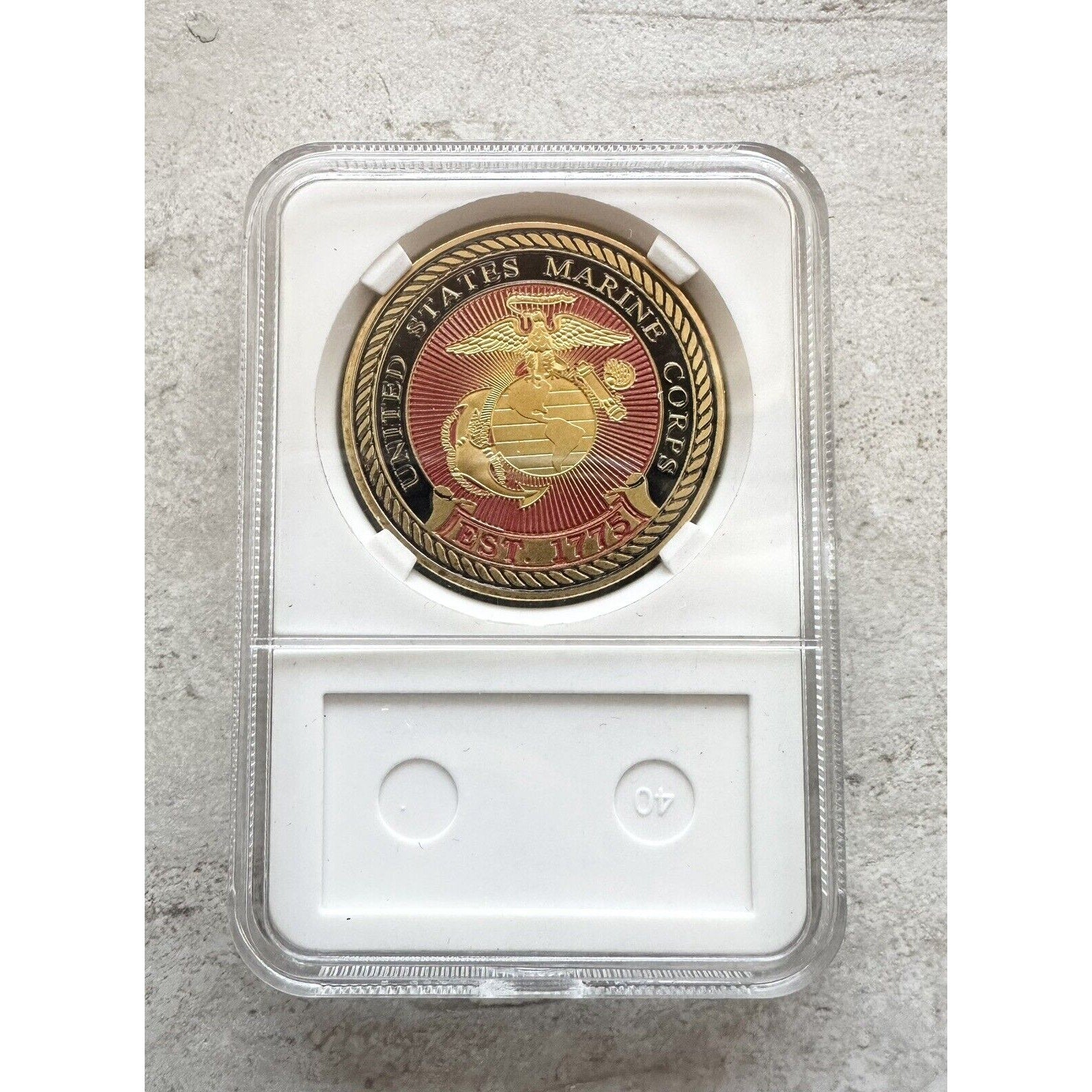 U.S. Marine Corps Semper Fidelis E-4 Corporal Challenge Coin With Case.