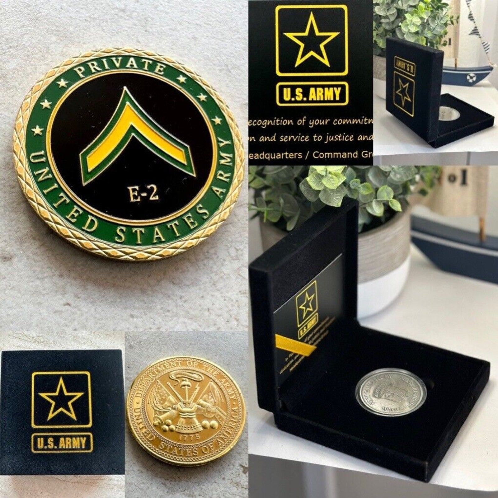 United States Army - Rank Private E-2 Challenge Coin With Special Army Case