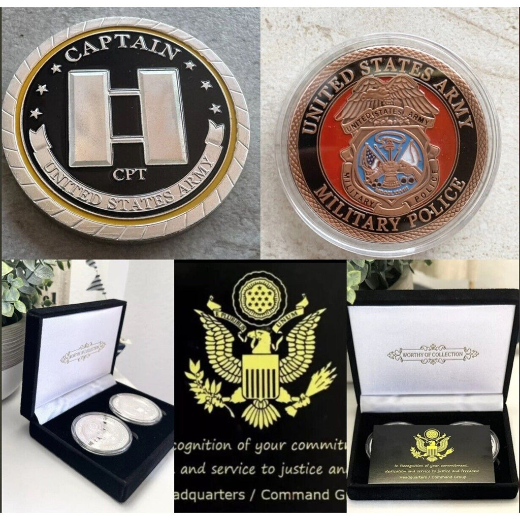 2pcs Army Rank Captain O-3 And CID Special Officer CHALLENGE COINS