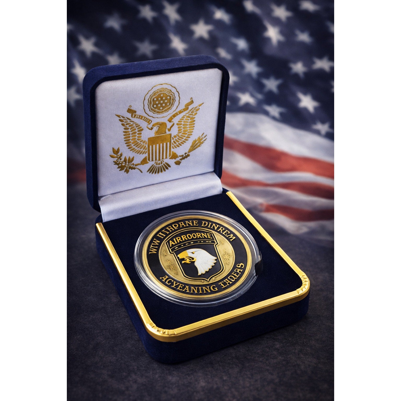 101st Airborne Division Screaming Eagles Military Veteran Challenge Coin W/ Case