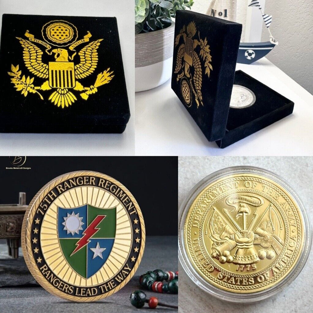 UNITED STATES ARMY 75TH Ranger Regiment Special Ops Challenge Coin w velvet case
