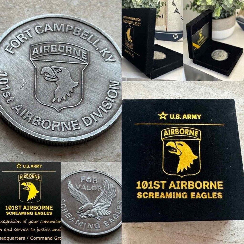 US ARMY 101ST AIRBORNE SCREAMING EAGLES Fort Campbell KY Challenge Coin w Box