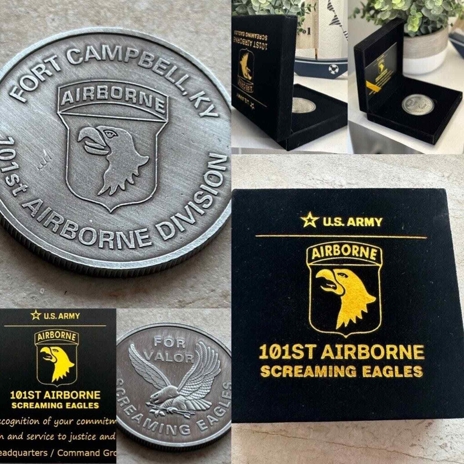 US ARMY 101ST AIRBORNE SCREAMING EAGLES Fort Campbell KY Challenge Coin w Box