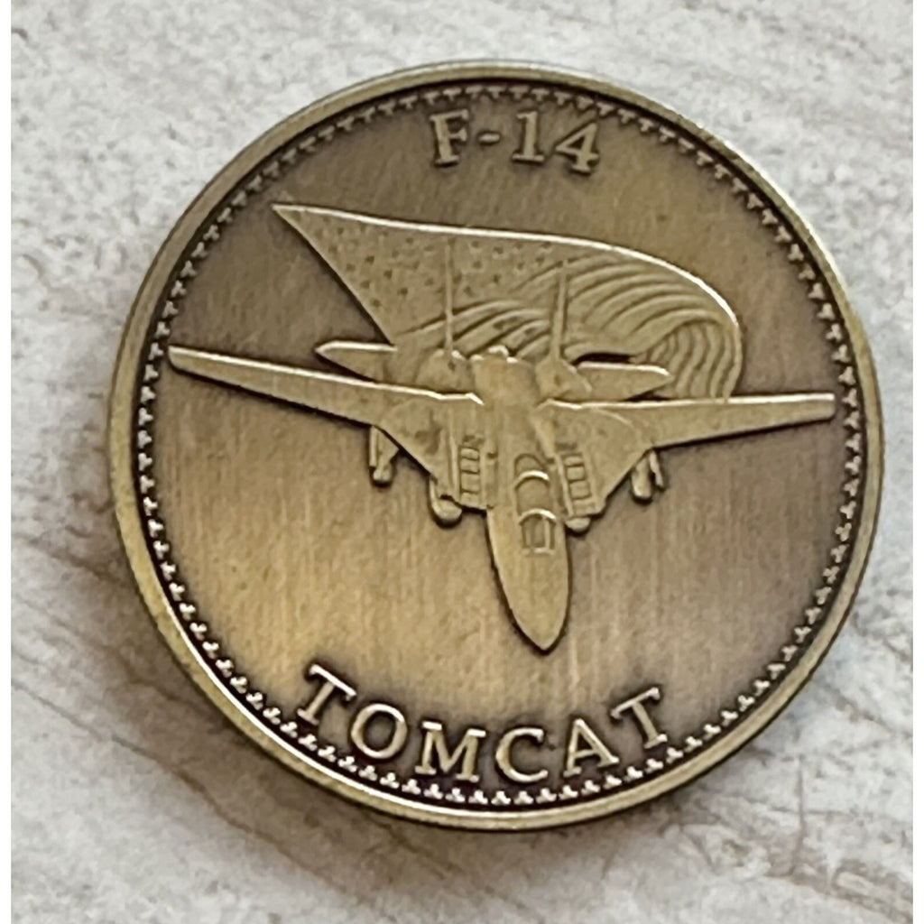 U S NAVY F-14 TOMCAT Challenge Coin w/ Retirement Award
