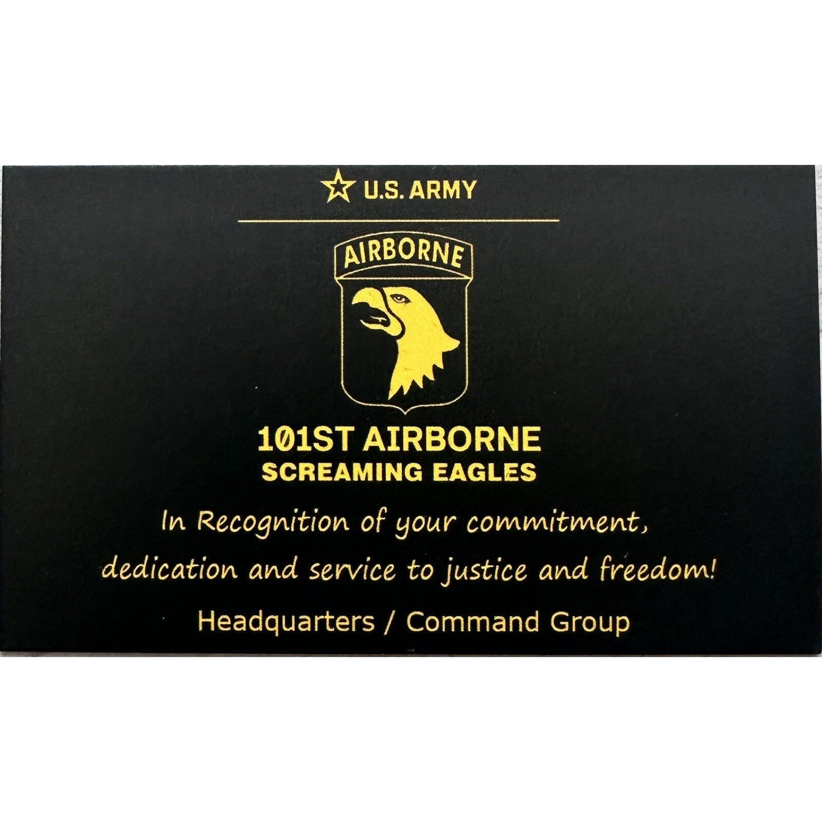 US ARMY 101ST AIRBORNE Combat Division Fort Campbell KY Coin w Velvet Box