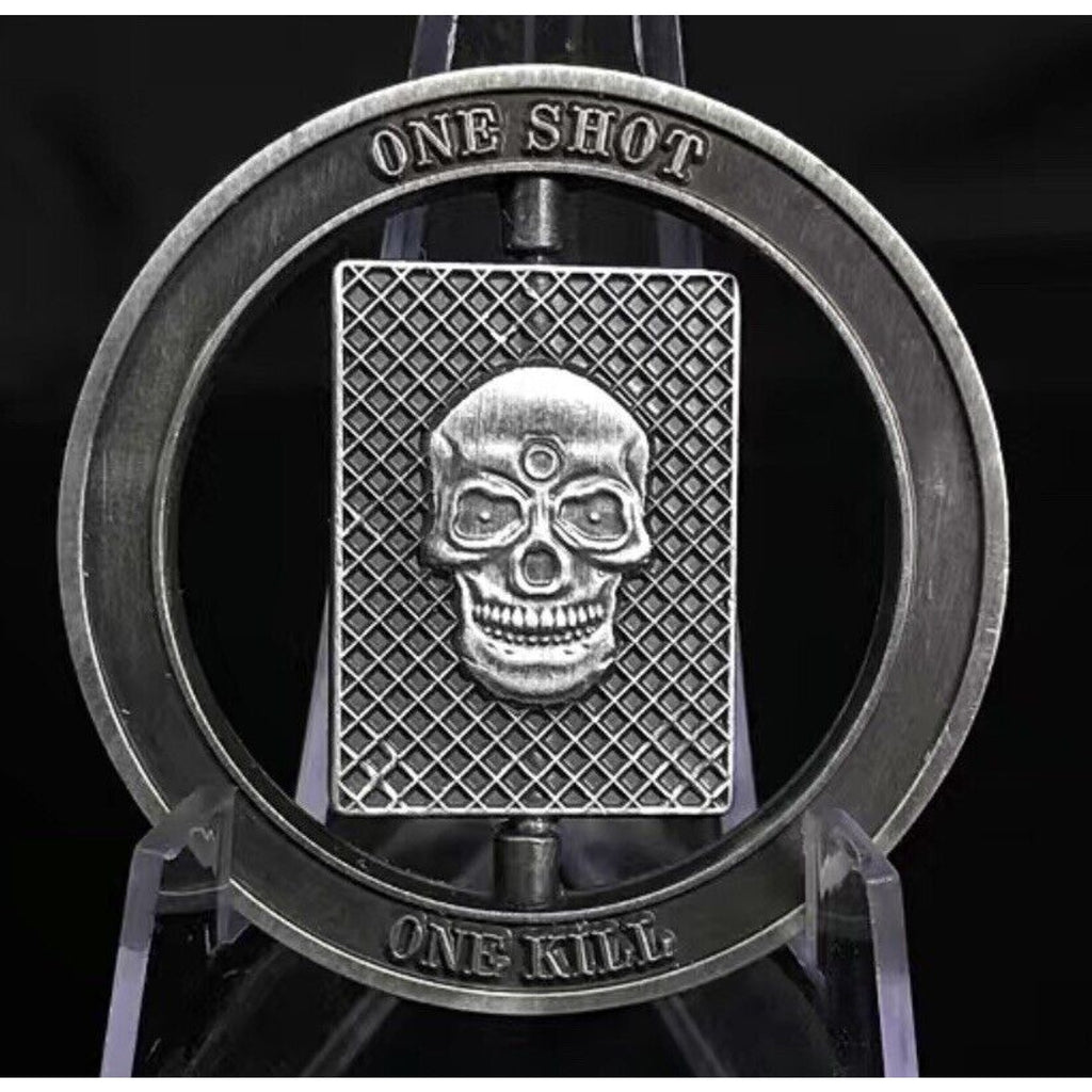 Sniper One Shot One Kill Skull Spinner Military Challenge Coin USA Army