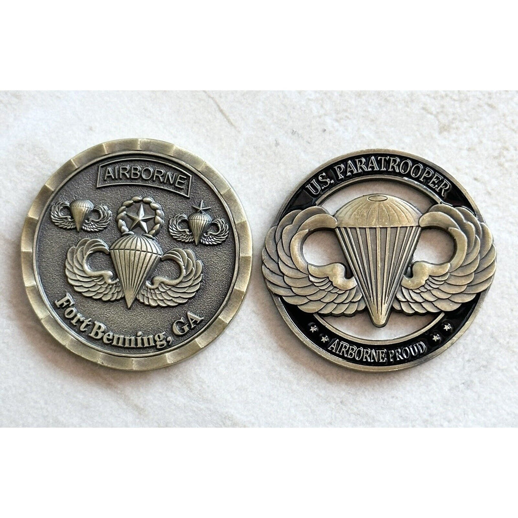 2pcs School Fort Benning GA And Paratrooper Airborne Challenge COIN
