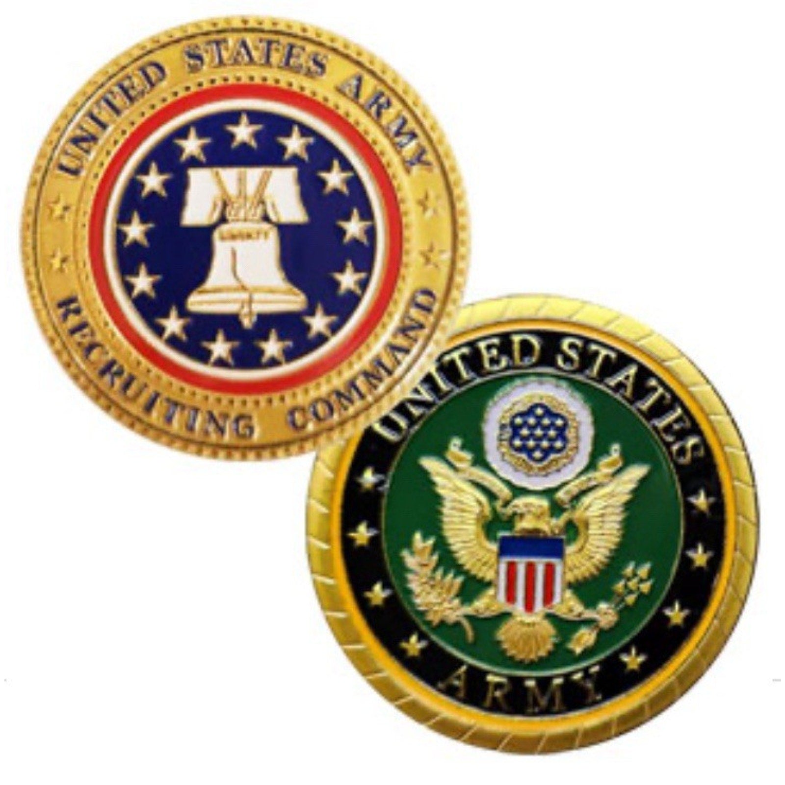 2pcs Army Rank 2LT 2nd O-2 And Recruiting Command Coin