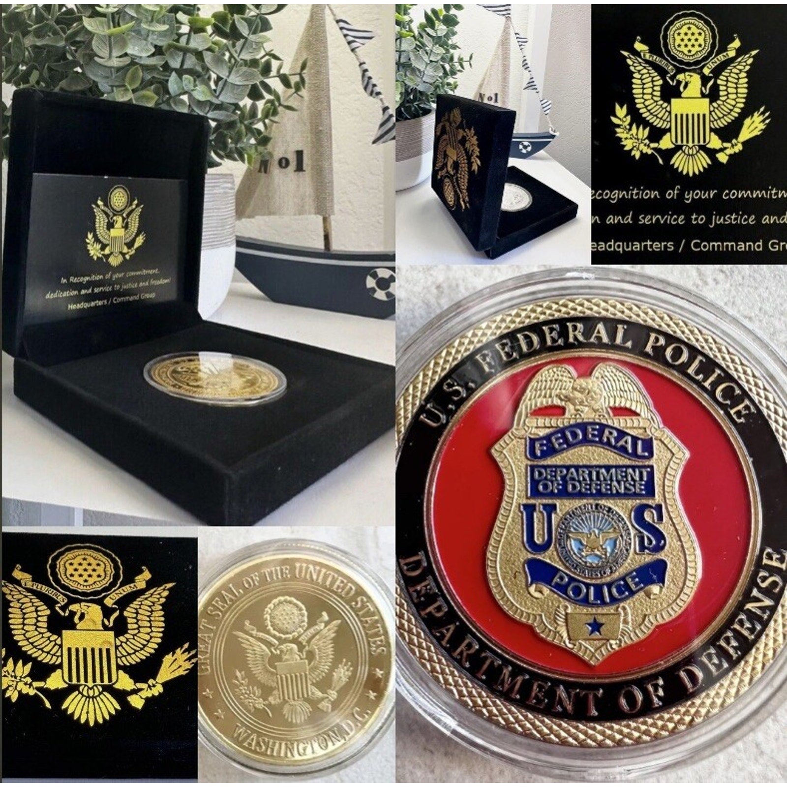 United States FEDERAL DoD POLICE Challenge Coin With Retirement Award