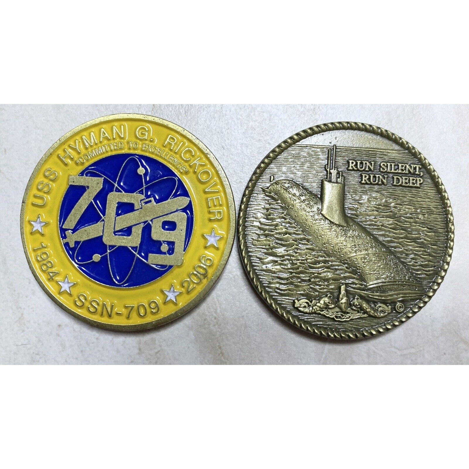 USS Hyman G Rickover SSN 709 Submarine Challenge Coin USN Pride Runs Deep