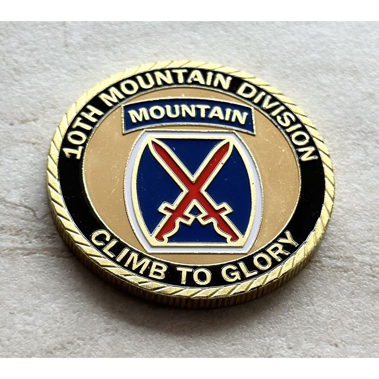 United States Army 10th Mountain Division W Certificate Velvet Box Coin