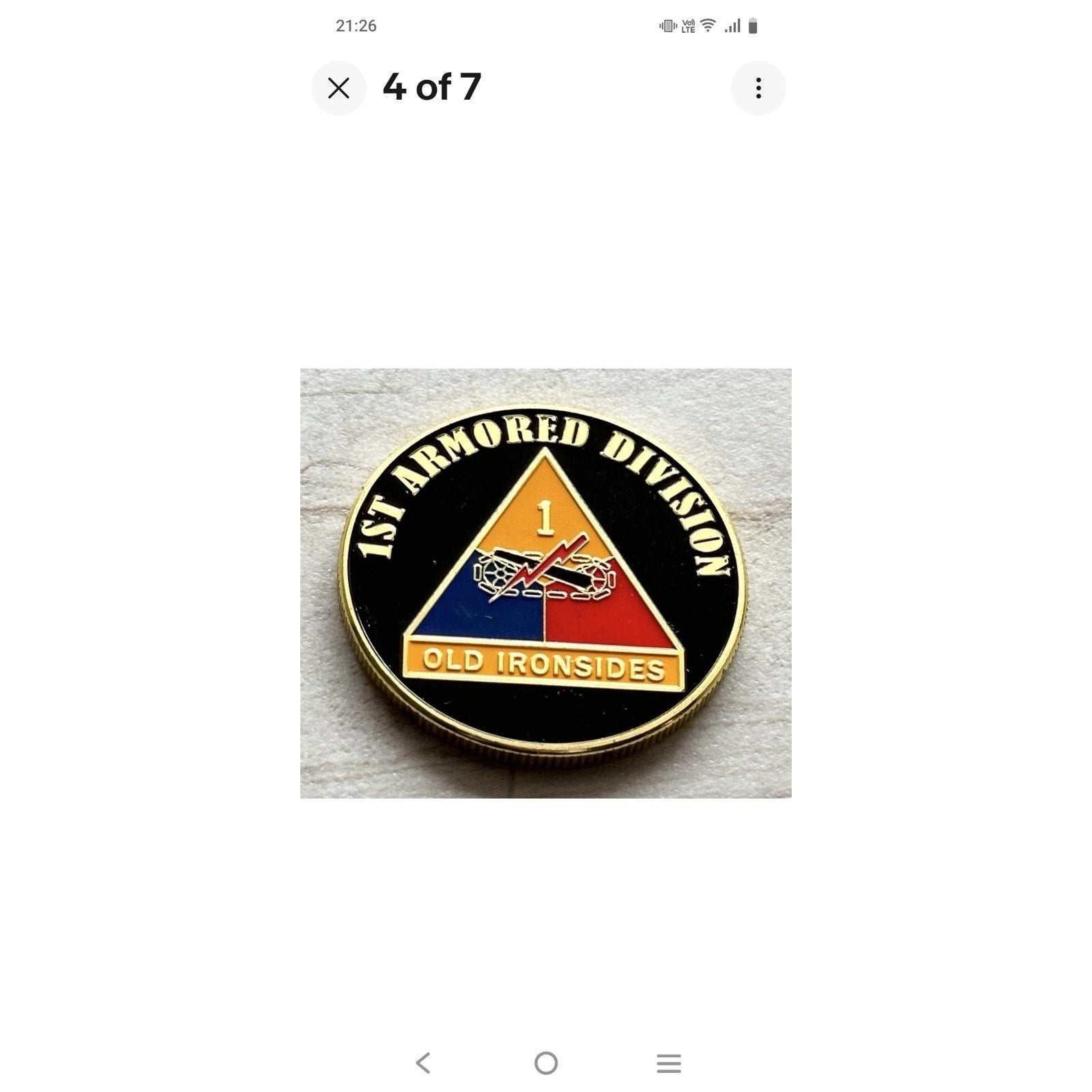 US ARMY 1st ARMORED DIVISION "OLD IRONSIDES" Challenge Coin Keychain USA