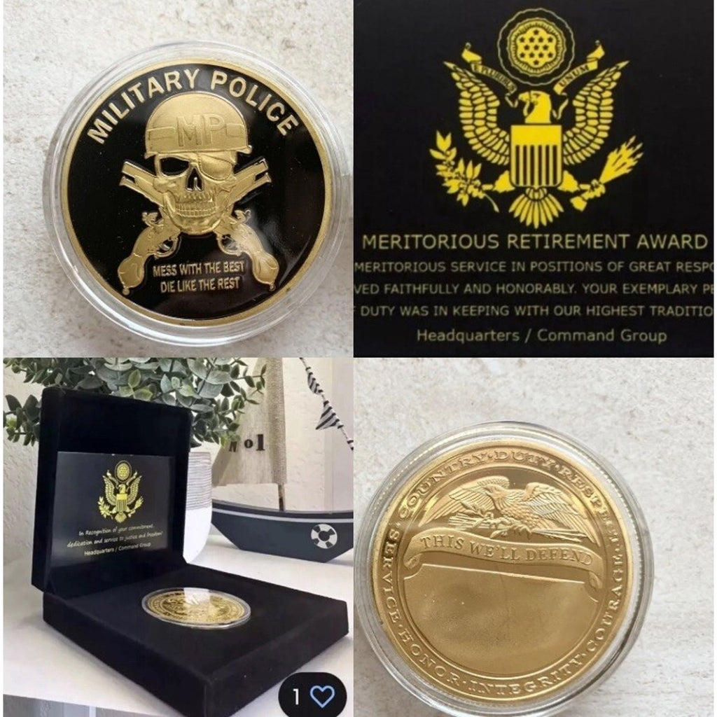 UNITED STATES MILITARY POLICE MP Army Coin With Retirement Award