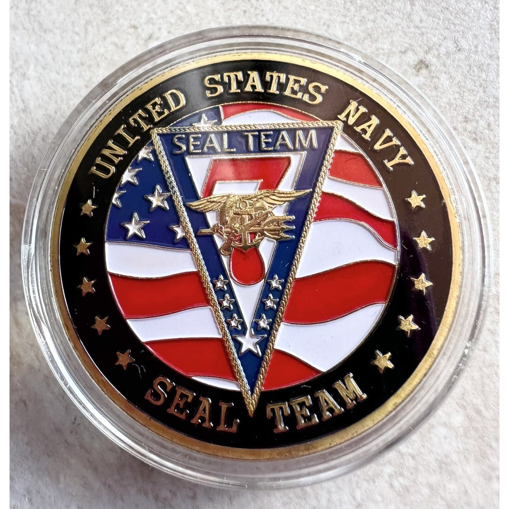 US NAVY SEAL TEAM SEVEN with velvet Presentation case w/ Retirement Award
