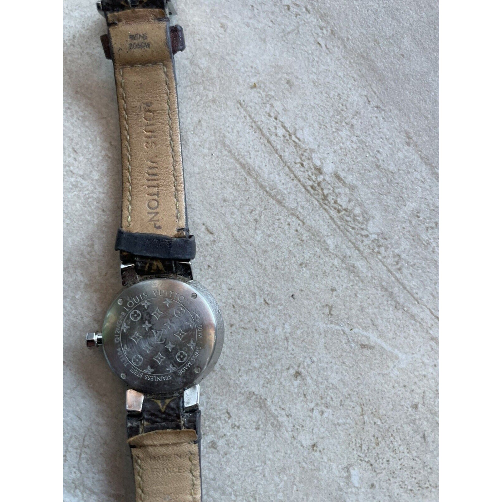 LOUIS VUITTON Tambour Slim Monogram, Quartz, 28mm, Stainless Steel Pre-owned