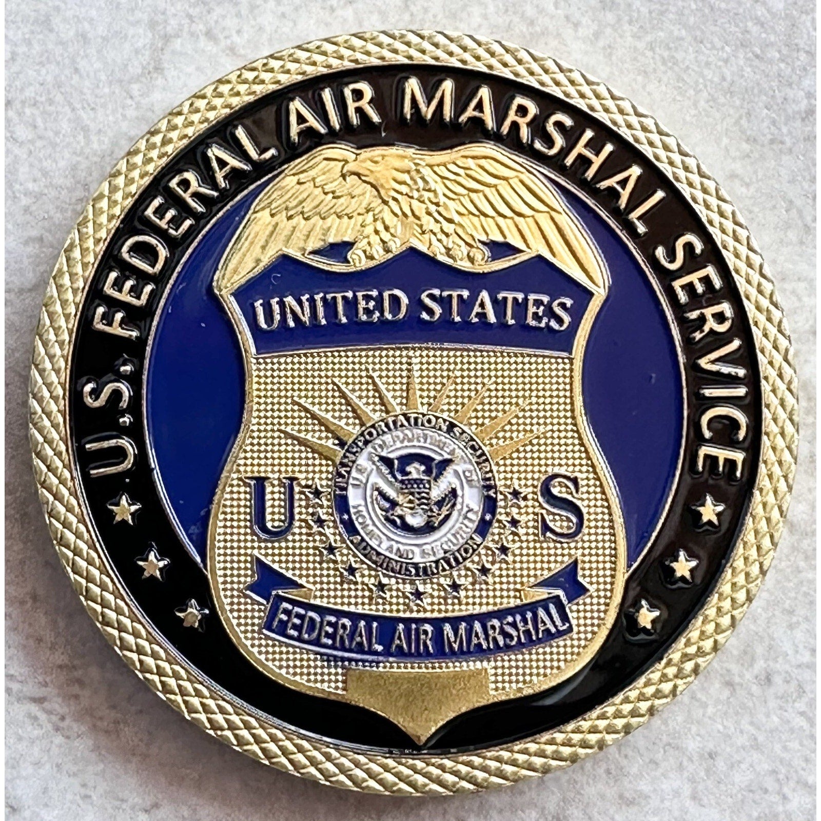 U S Federal Air Marshal Challenge Coin With Retirement Award