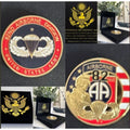 US Army 82nd Airborne Division Jump Wings Coin With Retirement Award