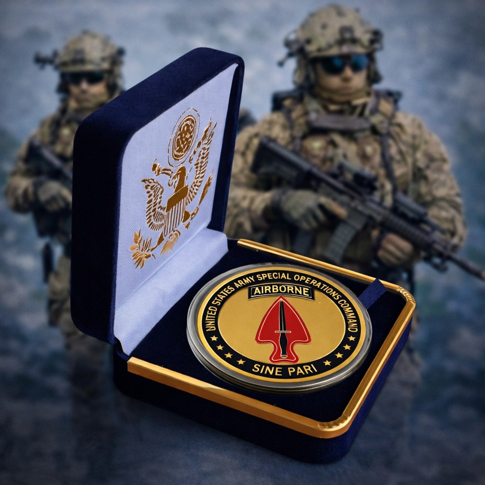 U.S. Army Special Ops Command Airborne Challenge Coin ·FAST SHIPPING· with case