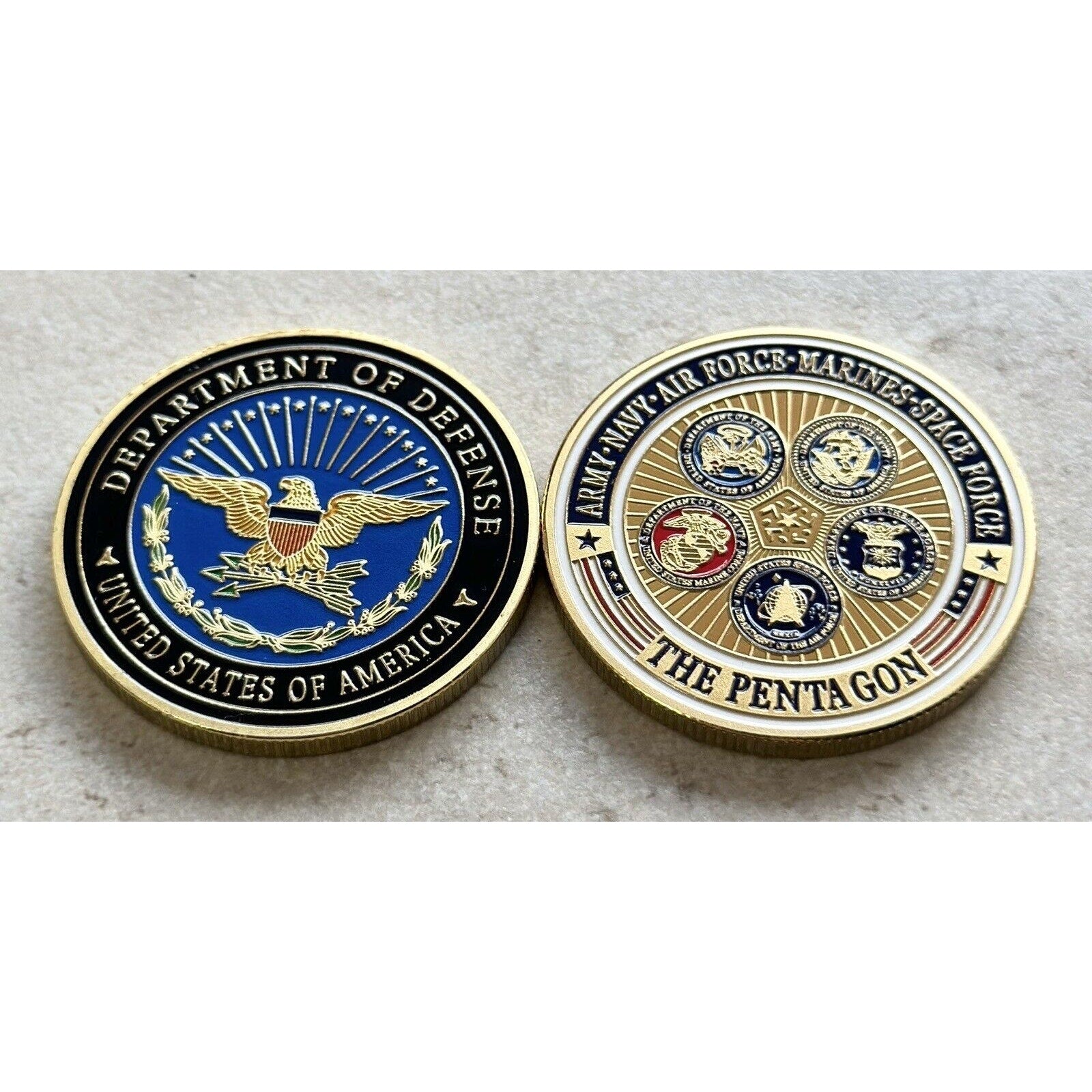DOD Department Of Defense Pentagon Challenge Coin With Retirement Award