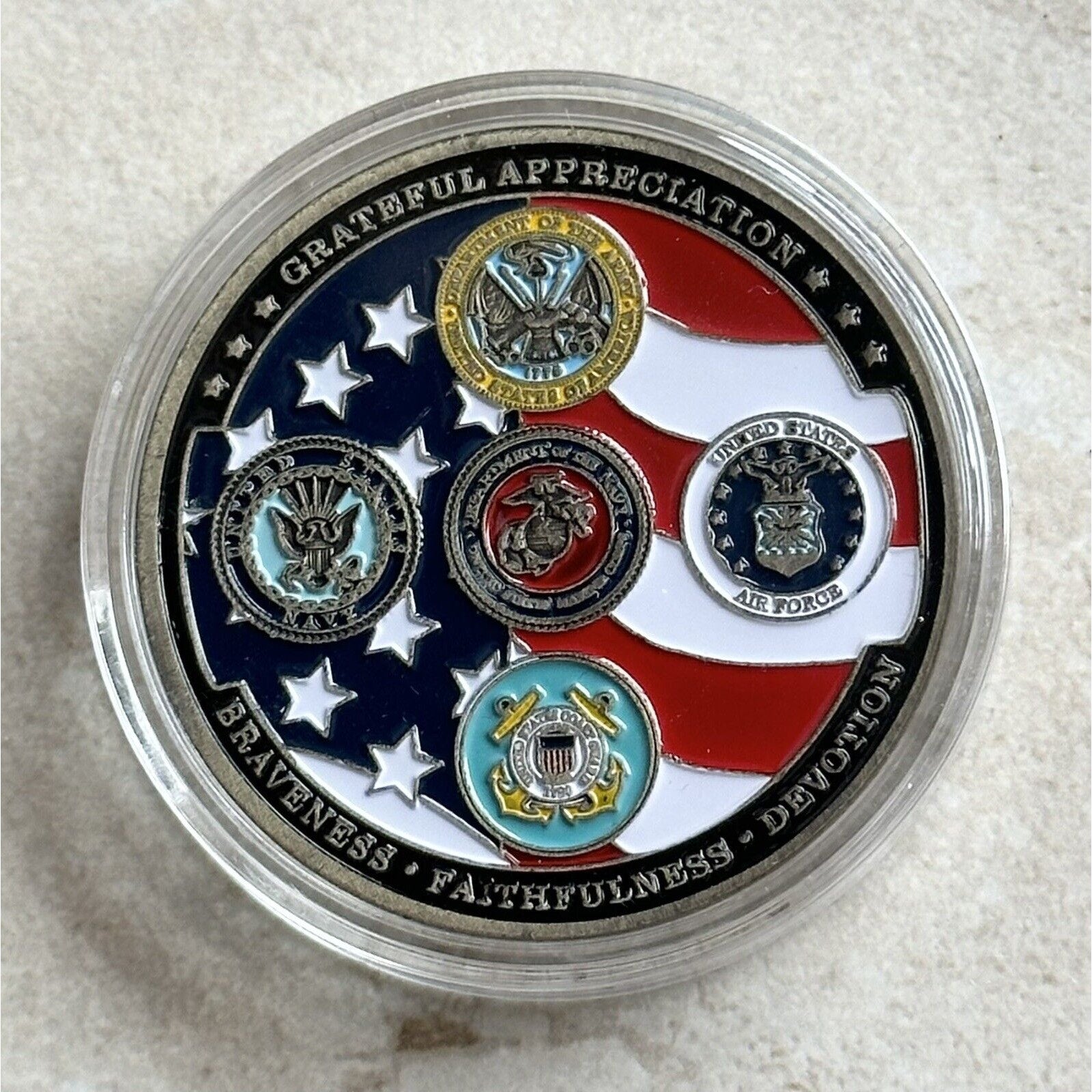 Thank You For Your Service Military Enamel Coin USA