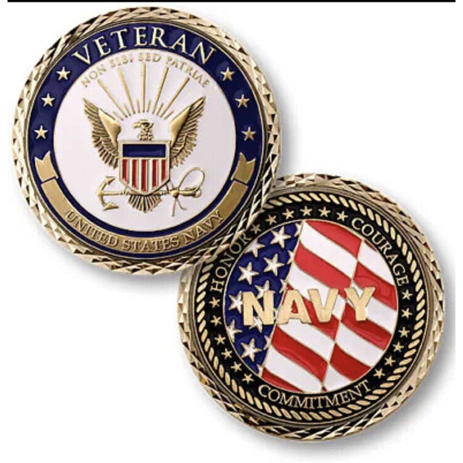 U.S. Navy Veteran USN Challenge Coin Dimensions 40mm