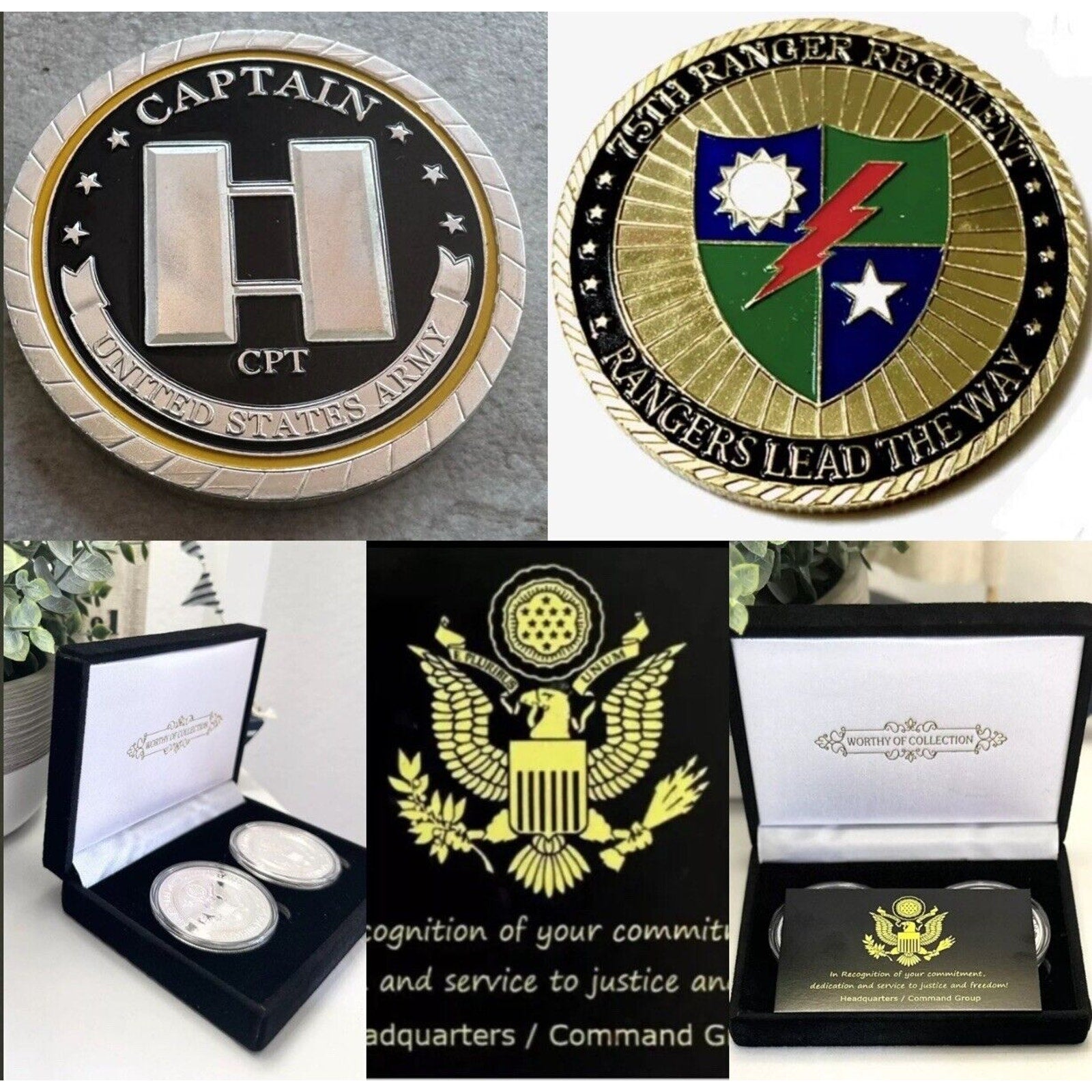 2pcs Army Rank Captain O-3 And Rangers Special Operation CHALLENGE COINS
