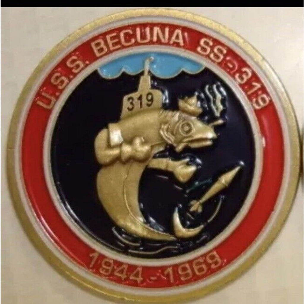 Rare USS Becuna SS 319 Submarine Challenge Coin USN