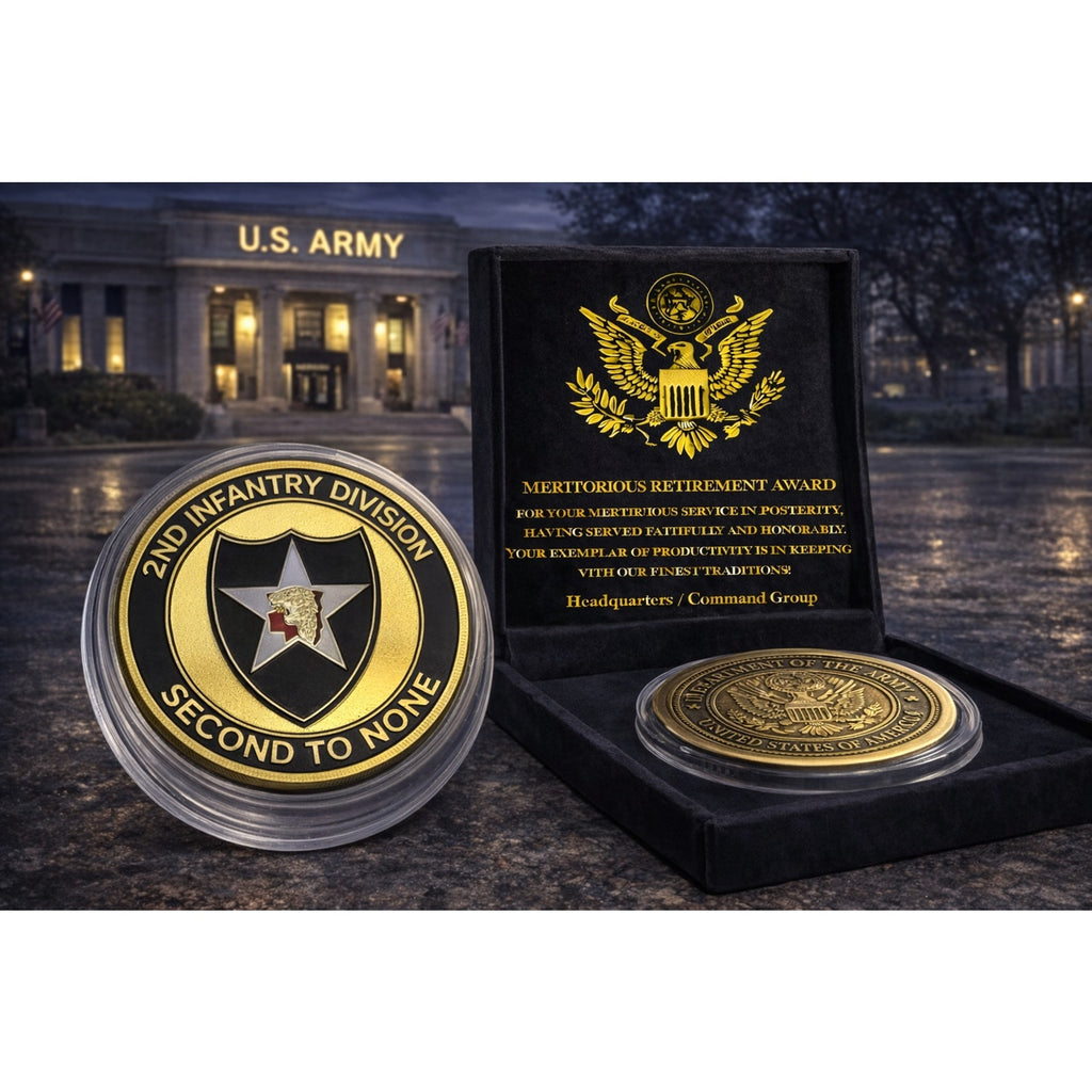 us army challenge coins 2nd Infatntry division fast ship w/ Retirement Award