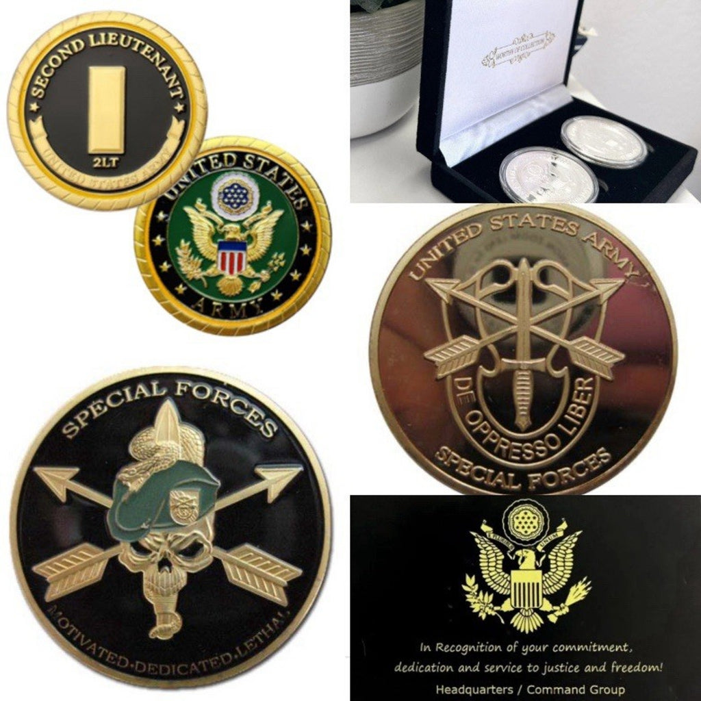 2pcs Army Rank 2LT 2nd O-2 And Special Forces Coin
