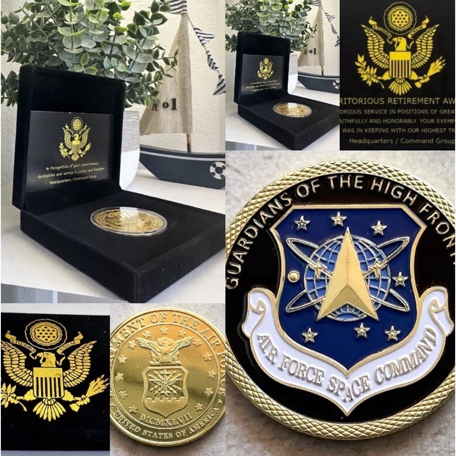 AIR FORCE SPACE COMMAND Challenge Coin With Retirement Award