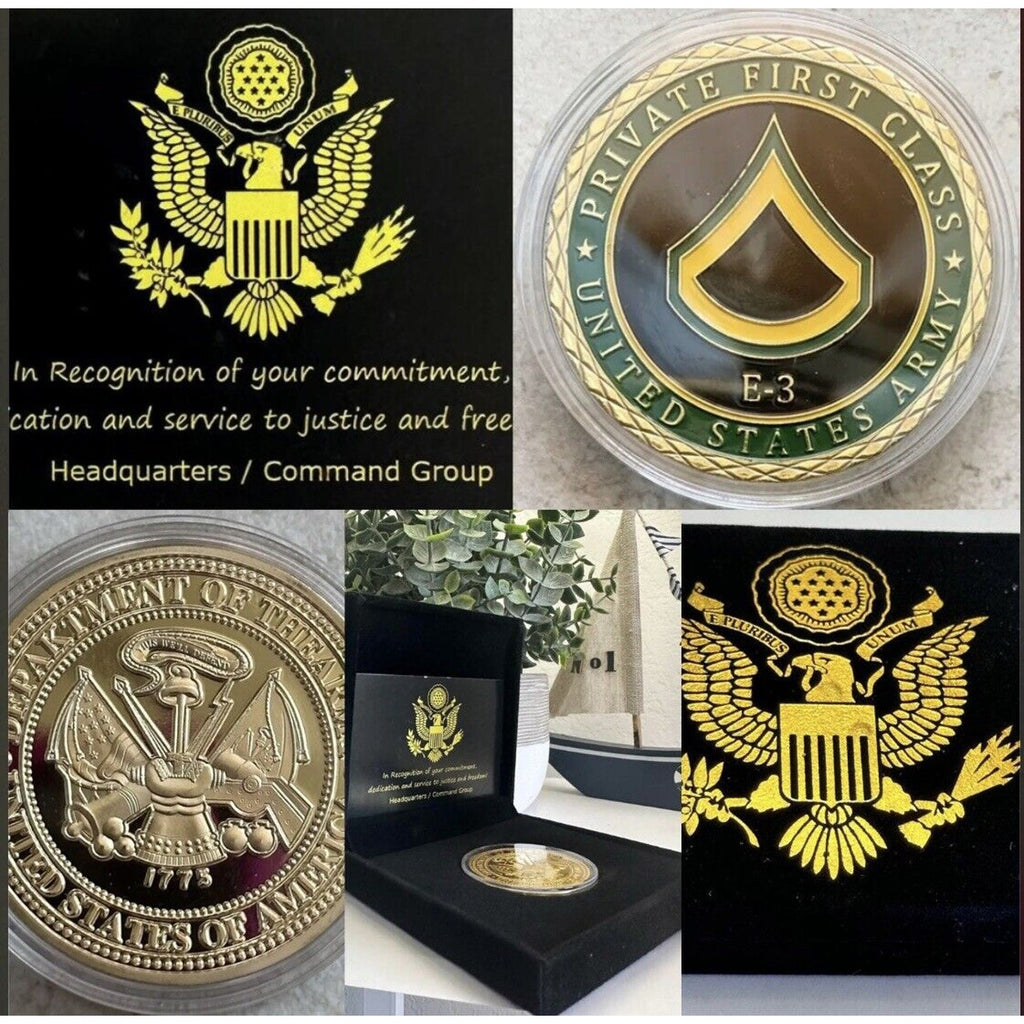 US ARMY " PRIVATE FIRST CLASS E-3 " Challenge Coin USA AMY