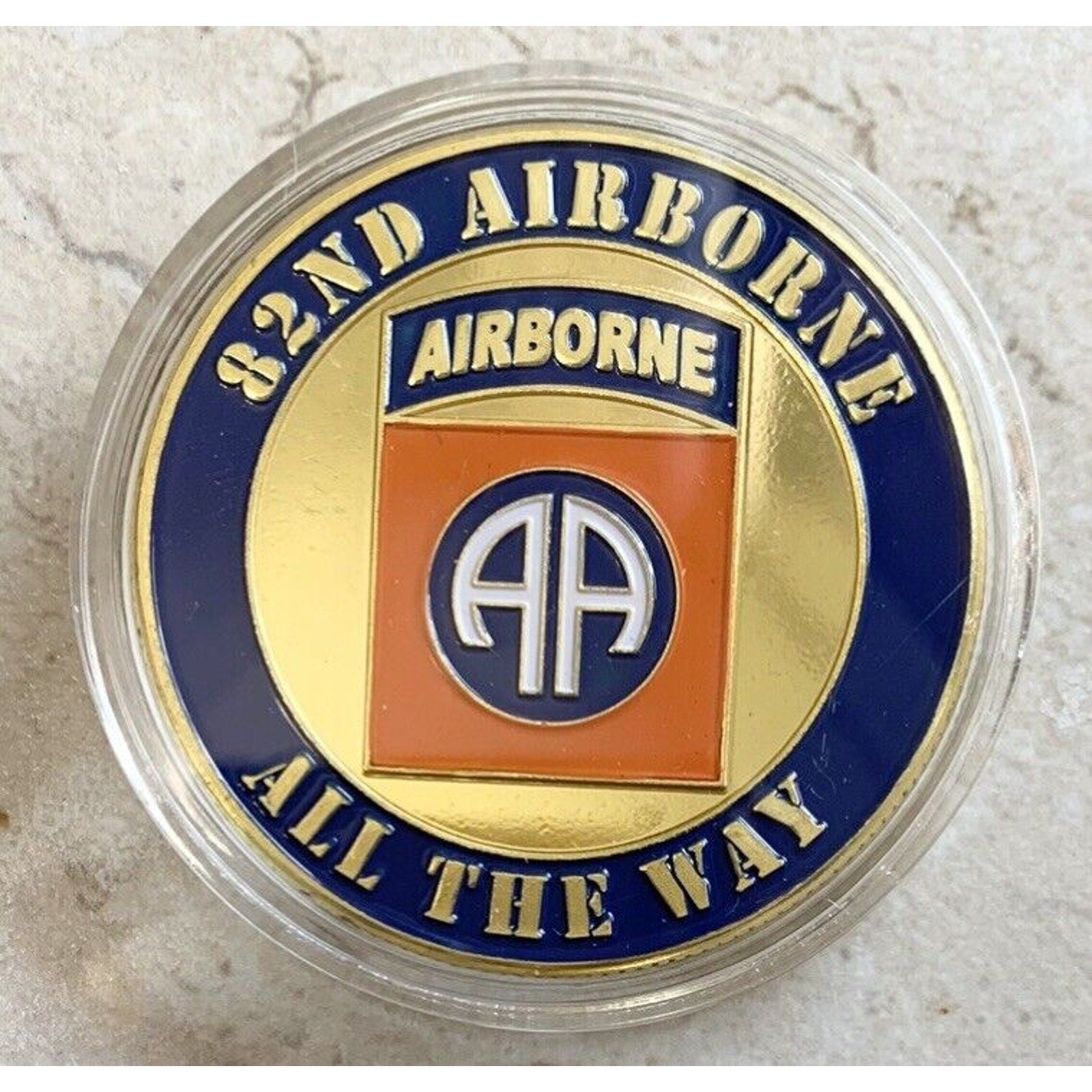 US ARMY 82nd Airborne Division "All The Way" Challenge Coin with velvet case
