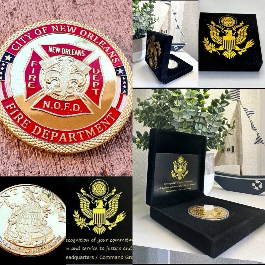 NEW ORLEANS FIRE DEPT. Challenge Coin With Special Case Retirement Award
