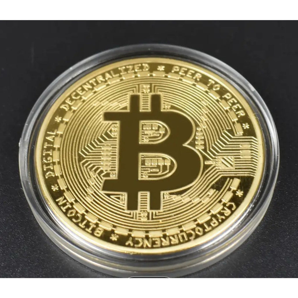 2025 Physical Bitcoin Commemorative Coin Metal Gold Plated Bit Coin Collection