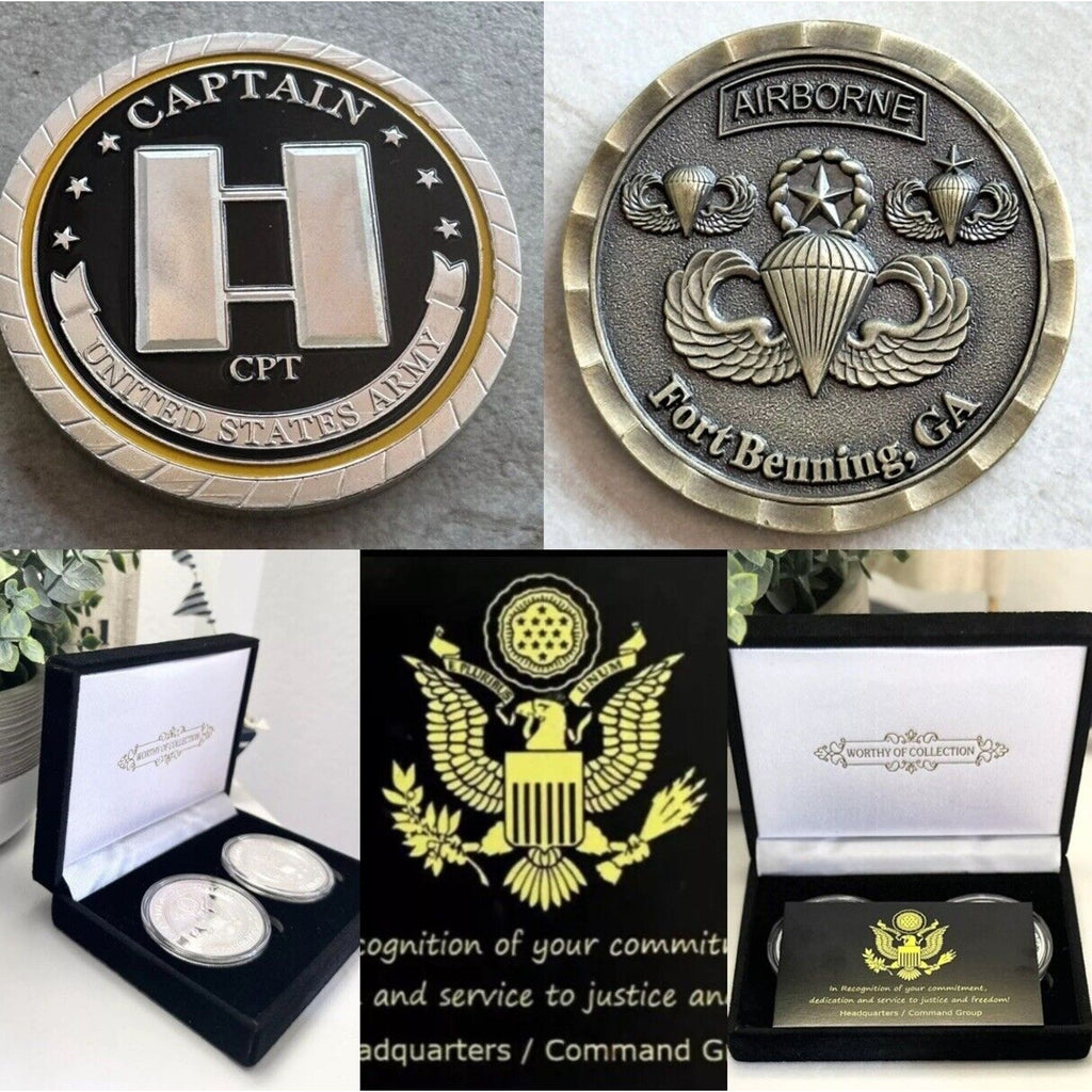 2pcs Army Rank Captain O-3 And 1st Battalion 507 Infantry Combat Jump Wings US