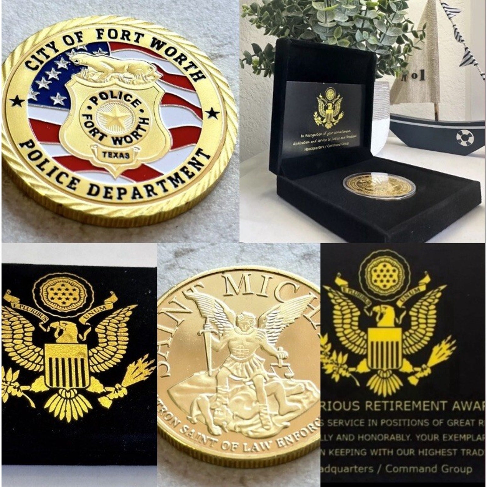 CITY OF FORT WORTH POLICE Dept Challenge Coin With Retirement Award